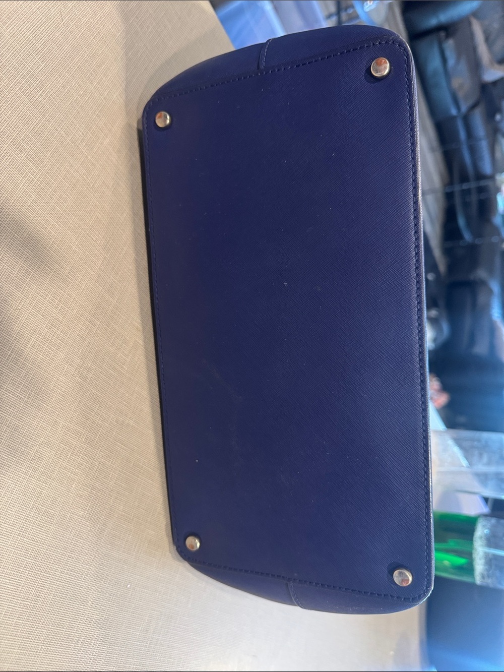 kate spade Cream and Blue Colorblock Leather Tote - Picture 11 of 12
